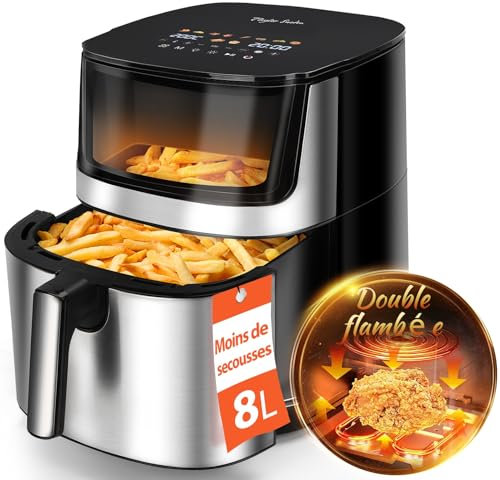 Taylor Swoden Friggitrice ad Dria 8 Litri Dual Blaze™ Air Fryer XXL 2000W, EvenlyCook, 10 Programmi, 3 Funzioni, Display Digitale, Interno in Metallo, Temperatura Regolabile, Lavabile in lavastoviglie