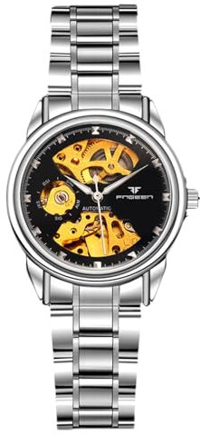 rorios Paar Mechanische Armbanduhr Damen Herren Uhren Automatik Edelstahl Uhr Minimalistisch Business Uhr Mode Skelett Uhr Weiß Schwarz