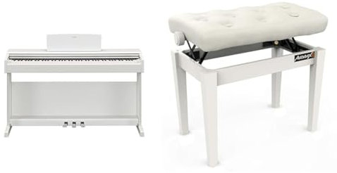 YAMAHA Arius YDP-145 - Piano Digital, Piano clásico y Elegante para Principiantes y Aficionados & Audibax KB500W - Banqueta para Piano o Teclado - Banco para Piano Plegable de Gran Resistencia