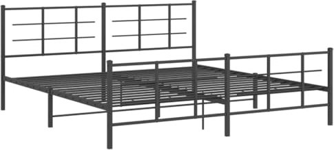 QJBSAVVA Outdoor Bett Bettrahmen Himmelbett Gestell Daybed - Bettgestell mit Kopf- und Fußteil Metall Schwarz 200x200 cm für Gästezimmer Schlafzimmer Außenbereich Loft