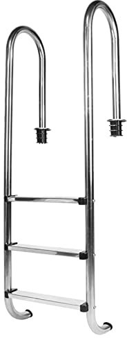 Échelle de Piscine, échelle de Piscine à 3 Marches, échelle de sécurité de Piscine Antidérapante à 3 Marches en Acier Inoxydable, 1,1-1,4 M pour Piscines Privées et Grandes