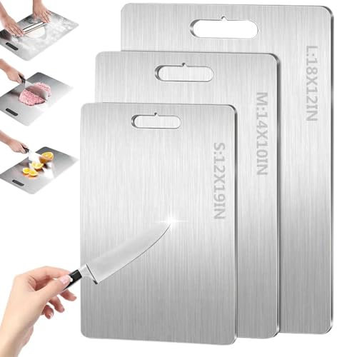 Titanium Cutting Board Set - Double Sided Medical Grade for Kitchen, 100% Pure, Durable, No Need to Replace Frequently (20 * 29CM)