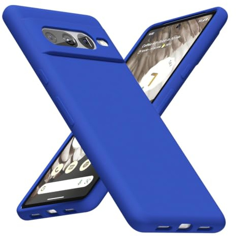 LoeoeL for Google Pixel 7 Pro Phone Case Silicone, Minimalist Ultra Thin Slim Soft Rubber Gel Solid Color Matte TPU Cute Case for Women Men, Girly Plain Aesthetic Design & Camera Cover, Royal Blue