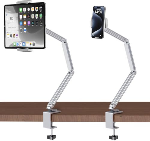 Hersance Supporto per tablet in alluminio, per iPad Pro 13 2024/Galaxy Tabs/Phones/Kindle, 3,5-13 pollici, ecc