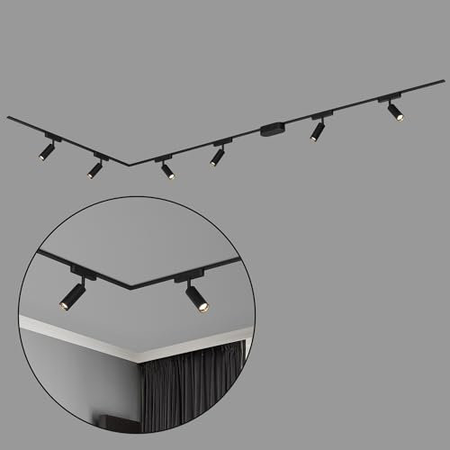 BRILONER - Schienensystem Luxtrail Komplettset, 6x LED Spots, L-Form, Lampen, Schwenkbar, Lichtschienensystem Decke, Strahler Schiene, Deckenlampe, Deckenleuchte, Spotlight, 3m, Schwarz