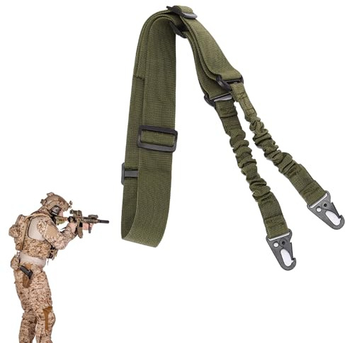 2 Punkt Gewehrriemen Sling Riemen für Gewehr Einstellbare Länge Gewehrriemen Gewehrgurt Airsoft Sling mit Metallhaken Waffengurt für Gewehr Gewehrschlinge für Jagd