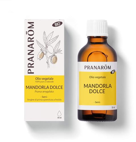 Pranarôm Olio Vegetale di Mandorla Dolce Bio 50 ml | Nutre e idrata pelle secca e sensibile, adatto anche ai neonati. Ideale per massaggi e cura del viso.