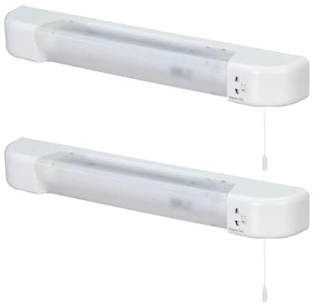 firstchoicelighting Set of 2 White - Chrome Bathroom Shaver Lights