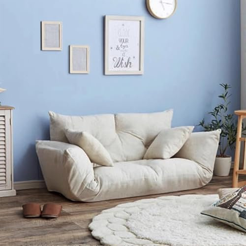 Mid Century Modernes, bequemes Sofa, Couch, stilvoller Liebessitz für kleine Räume, perfekt für Wohnzimmer, Schlafzimmer, Büro, Wohnung, Beige Möbelakzent