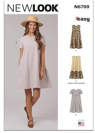New Look Sewing Pattern UN6799A Misses' Dress with Sleeve and Length Variations XS-S-M-L-XL-XXL