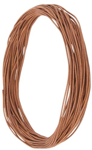 CALFOVERA Cordon en Cuir Véritable Rond pour Collier de 10 m X 1.5mm Cordon en Cuir de Vachette Fin Marron Clair pour la Fabrication de Bijoux Bracelets Perles
