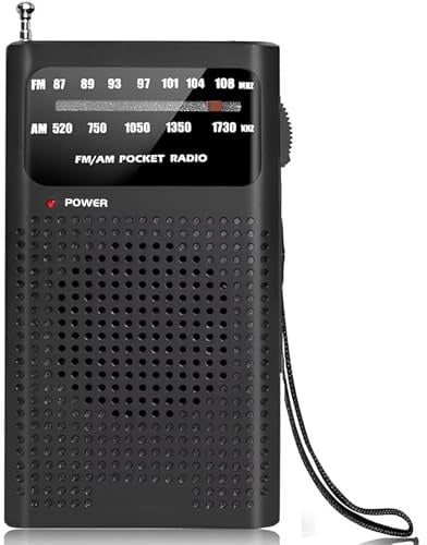 Innovaland Premes Tragbares Notfallradio (AM/FM) – Batteriebetriebener 2-Band-Weltempfänger für Reisen, Camping und Wandern – Kompaktes Radio mit Teleskopantenne, Kopfhöreranschluss und Tragegurt