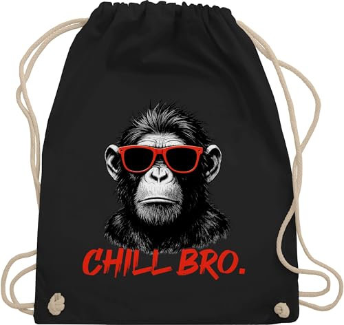 Turnbeutel Rucksack - Taschen - Chill Bro cooler Affe Geschenk Statement lustig I Coole Geschenke junge Männer I Zocker Sprüche Teenager Geschenk Gamer I Coole Sprüche Zocken - Unisize - Schwarz