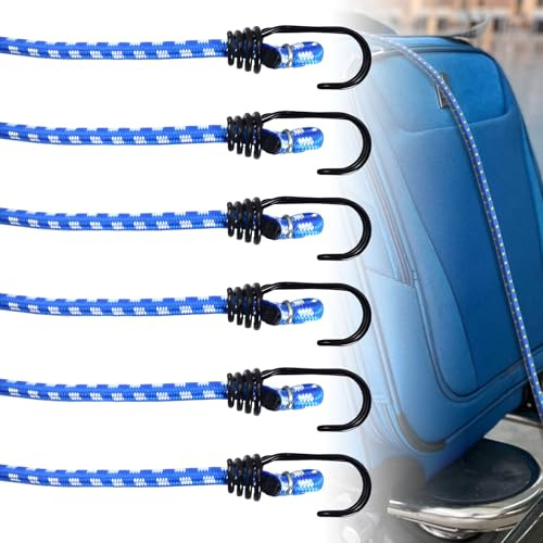 6 Stück Spanngummi mit Haken, 40 cm Expander mit Haken, Strapazierfähige Expander, Universal Robuster Gummispanner, Gepäckspanner für Gepäck, Fracht und Meh (blau, N)