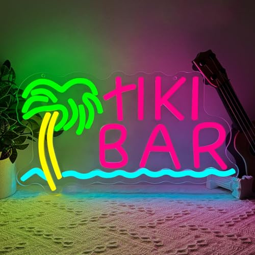TIKI BAR Neon Schild Palme Bar Led Schild für Wanddekoration Neon Licht USB für Hawaii Hotel Bar Bier Party Tropical Club Cocktail Deko Männerhöhle Geschenk