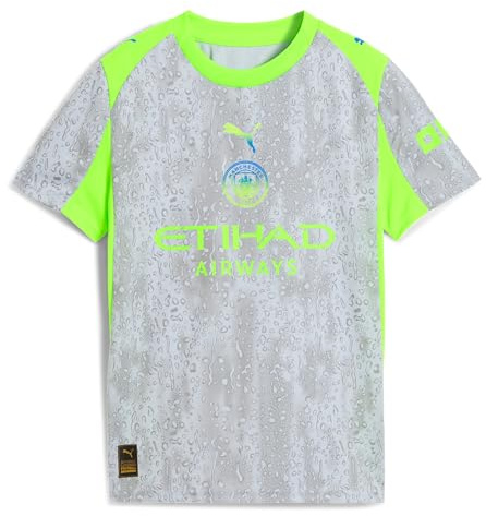 PUMA Kinder Manchester City Ausweichtrikot 2025/26 - Grün | Offizielles Replica-Fußballtrikot; kurze Ärmel; normale Passform; dryCELL feuchtigkeitsableitend; atmungsaktives Material