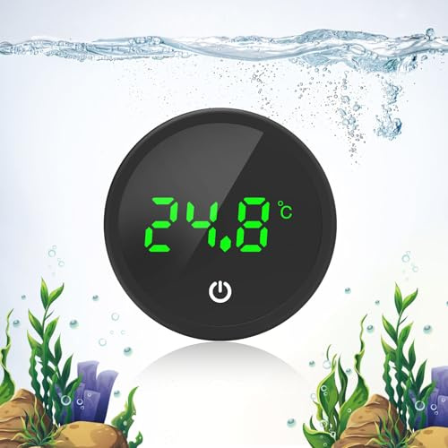 HOSCARER Fish Tank Thermometer Aquarium Thermometer Digital LED Wireless Precise Display ±1℃/±2°F Energy-saving Adhesive Fish Tank Accessories
