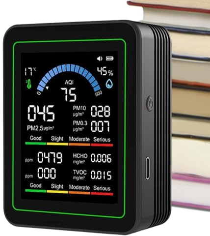 Air Quality Monitor | Portable Indoor Air Detector Quality Tester | Portable Sensor Meter Device for Bedroom Room House Office Indoor Outdoor Environments