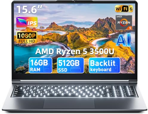SGIN Laptop 15.6 Zoll, 16GB RAM 512GB ROM, Enthaltene AI Copilot, AMD R5 (übertrifft i5-13420H, bis zu 3.6GHz), FHD Display Notebook, WiFi 6 USB 3.0, Full-Function Type-C