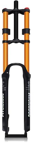 Gvqng Fourche Avant pour VTT — 26, 27,5 Et 29 Pouces, Fourche à Double Té — Pivot Droit 1-1/8, Suspendue pour VéLo, Discipline : Descente (Downhill), DéBattement : 180 Mm,d'or,26Inch