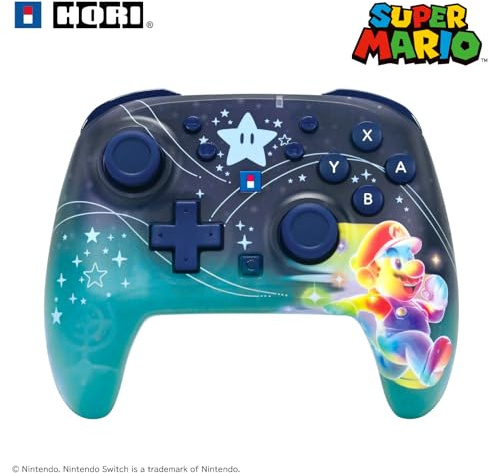 HORI Wireless HORIPAD Turbo (Universe Mario) Wiederaufladbarer Kabelloser Controller für Nintendo Switch 2 mit Mario Design – Offiziell Nintendo Lizenziert