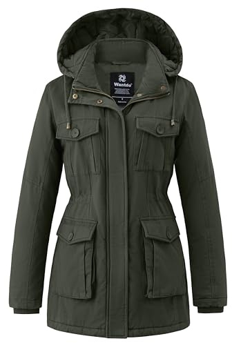 Wantdo Women's Winter Coat Windproof Cotton Padded Slim Fit | Removable Hood, 3D Multi Pockets, SBS Zipper, Ribbed Cuffs, Adjustable Waist, Hiking, Camping, Outdoor