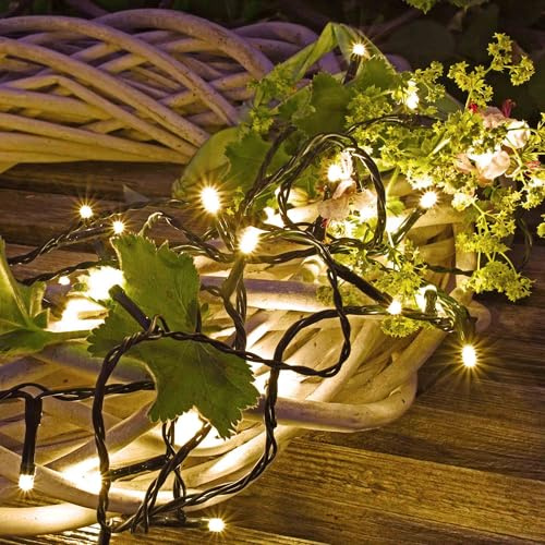 hellum Lichterkette Batterie außen, Timer & Dämmerungssensor, 40 LED | Lichterkette außen Dämmerungsschalter warmweiß mit Batterie (4xAA nicht inklusive), beleuchtet 3,90m, für Terrasse 522525