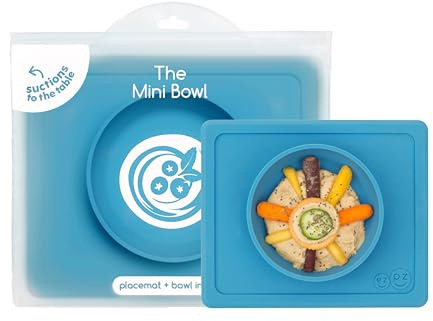 ezpz Mini Bowl - Mantel individual de silicona + cuenco, Azul