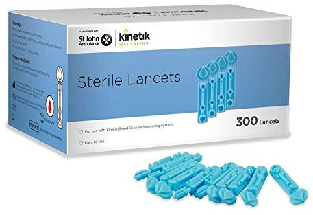 Kinetik Wellbeing Sterile Lancets Pack of 300 - Blood Glucose Testing Kit Lancets for Diabetes Management, Diabetic Finger Prickers - Blood Lancing Device, Type 1 & 2 Diabetics Accessories