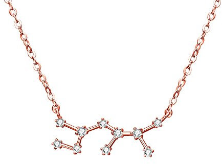 Clearine Women 925 Sterling Silver Wedding Bridal CZ Horoscope Zodiac 12 Constellation Astrology Pendant Necklace Clear Rose-Gold-Toned April Birthstone Sagittarius