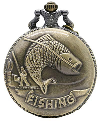 CokinkiDs Vintage Taschenuhr Angeln Angeln Muster Taschenuhr Geschenk für Damen und Herren