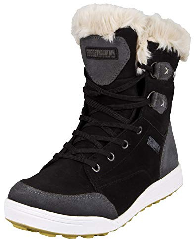 GUGGEN Mountain HPC56 Damen Fellstiefel Winterstiefel Winterschuhe Echtleder Stiefeletten gefütterte Leder Stiefel mit Kunstfell Boots Outdoorschuhe wasserdicht mit Membran