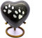 eSplanade Mini-Urne aus Messing, herzförmig, Andenken, Gedenkglas, Behälter, kleine Urne für Beerdigung, Asche, Beerdigung, Pfoten, graviertes Metall-Andenken mit Ständer, schwarz, 7 cm