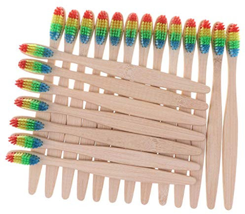 Tubayia 20 Stück Bambus Zahnbürste Weiche Borsten Holzzahnbürste Handzahnbürste für Haus, Reisen