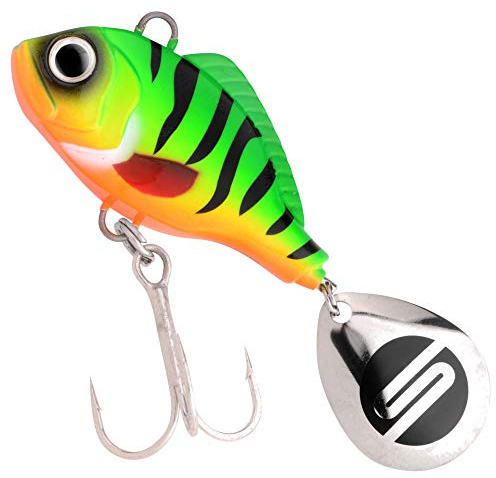 SPRO ASP Spinner XL – Searchbait mit original Gamakatsu Haken, für große Raubfische in Süß- und Salzwasser, Farbe:Firetiger, Größe/Gewicht:Gr. 4 / 35g