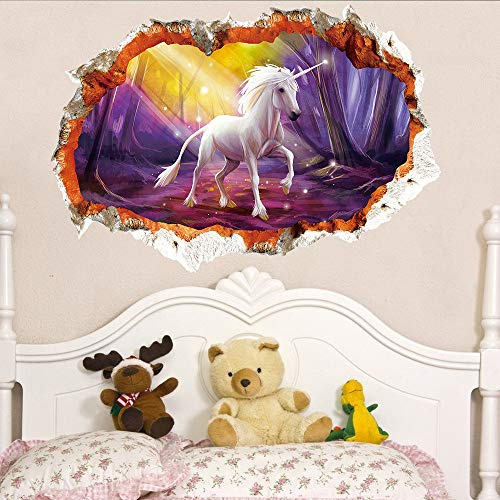 Martin Kench 3D Wandtattoo Kinderzimmer | Wandbilder: 70x50 cm | Wand-Aufkleber Sticker Poster Einhorn Unicorn | Deko für Babyzimmer Mädchen-Zimmer Prinzessin (KSD8838)