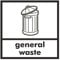 General waste bin sign Self adhesive vinyl sticker 120mm x 120mm Ideal for use on rubbish bins in homes and businesses (1)