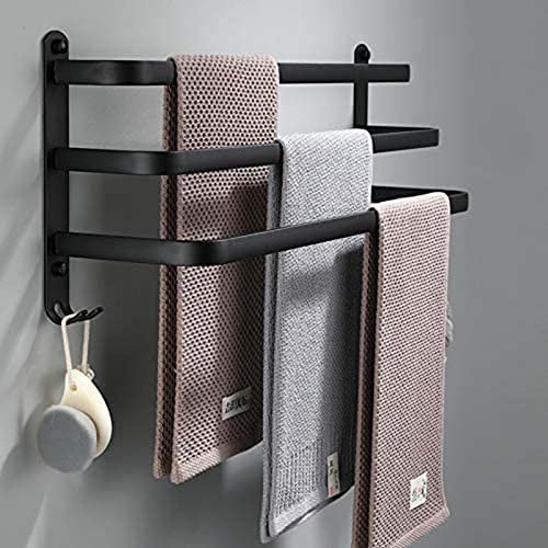 YTXWZ Handtuchregal Matt Gold 60 cm, Handtuchhalter Bad Ohne Bohren Handtuchstange Badezimmer Wandregal, 3-Stöckig Badetuch Handtuchstangen aus Messing, Handtuchstange für Toilette60cm/24in