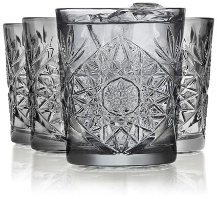 Libbey Hobstar Double Old Fashioned Gläser, 340 ml, Rauchgrau, 4 Stück
