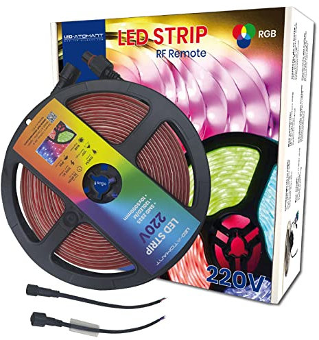 LED ATOMANT Rollo de 5 metros de Tira de Luz RGB LED Directa a 220v, 12W/m, Colores (RGB), Impermeable (IP65), Corte cada 12,5cm