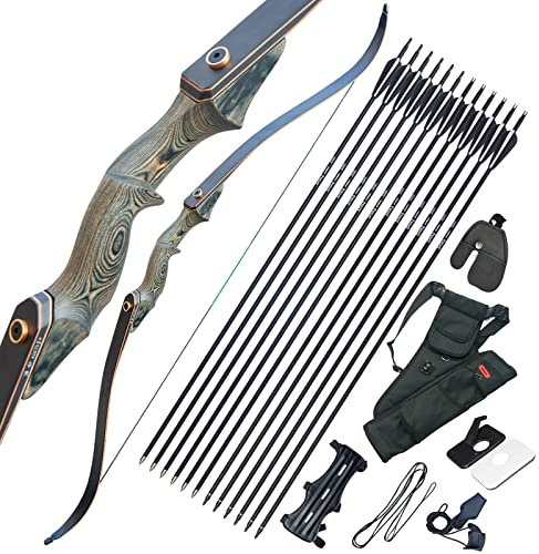 EinMAIQi Recurvebogen 60 Zoll Pfeil und Bogen Set Erwachsene Bogenschießen Bogen und Jagdpfeil Set Rechte Hand 30lb 40lb 50lb 60lb (50lb)