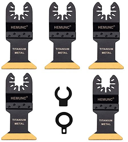 HEMUNC Oscillating Multitool Saw Blades Titanium 5-Pack for Metal Cutting