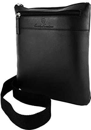 Conte Massimo Herren Leder-Umhängetasche mit Verstellbarem Schultergurt, Mehrere Taschen, Echtleder