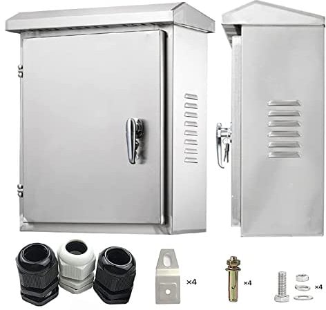 AXOTEN 304 Outdoor Stainless Steel Electrical Box Enclosure 40X30X14CM, Weatherproof Nema Enclosure Box, Wall-mounted Project Boxes for Electronics with Insulation Mounting Plate