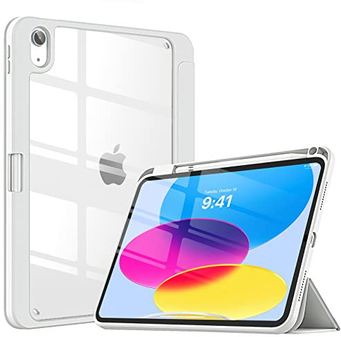 TiMOVO Cover per iPad A16 11 Generazione 11 Pollici 2025, iPad 10 Generazione 2022 10,9 Pollici con Portapenne, Custodia con Trasparente, Funzione di Auto Sveglia/Sonno, Grigio Chiaro