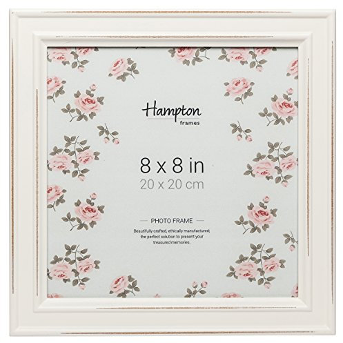Hampton Frames Paloma quadratischer Bilderrahmen, 20 x 20 cm, Weiß, Glas, MDF, Used-Look, Wand- oder Tischdekoration, dekorativer Rahmen, 20 x 20 cm