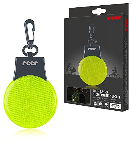 reer Light&Go Sicherheitslicht | für Kinder | LED Blinklicht | Dauerlicht Anhänger für Schulranzen, Kinderwagen und co