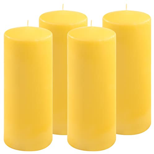 Stumpenkerze Höhe 25 cm Ø 10 cm lange Brenndauer Rund-Kerze Säulenkerzen Kerzen-Deko Tafelkerzen Weihnachts-Kerzen Hochzeit Xmas (gelb, 4)