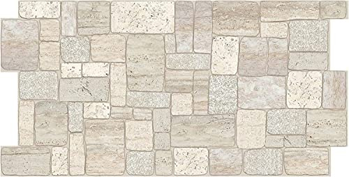 Grace Baltic - 3D-Wandpaneele für Innenwanddekoration, nicht klebend, dünn und elastisch, PVC-Kunst Heller Kalkstein (16 stück / 7.84 m2)