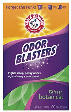 ARM & HAMMER Dryer Sheets, Fabric Softener Sheets with Odor Blasters, Fresh Botanical Scent, 80 Ct